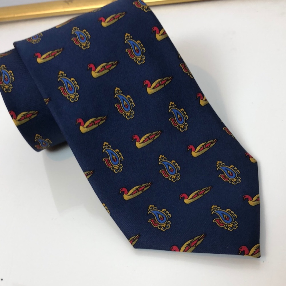 Richel deluxe Hand-made 100% silk Exquisite Tie. Spain. Duck print
